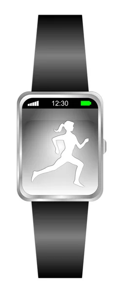 SmartWatch med kvinnliga löpare jogger - 3d illustration — Stockfoto
