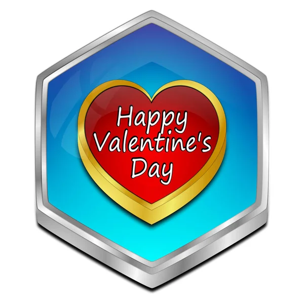 Botón Feliz Día de San Valentín - Ilustración 3D —  Fotos de Stock