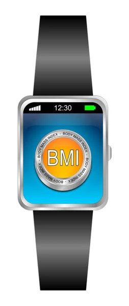 SmartWatch met Bmi - Body Mass Index Button - 3d illustratie — Stockfoto