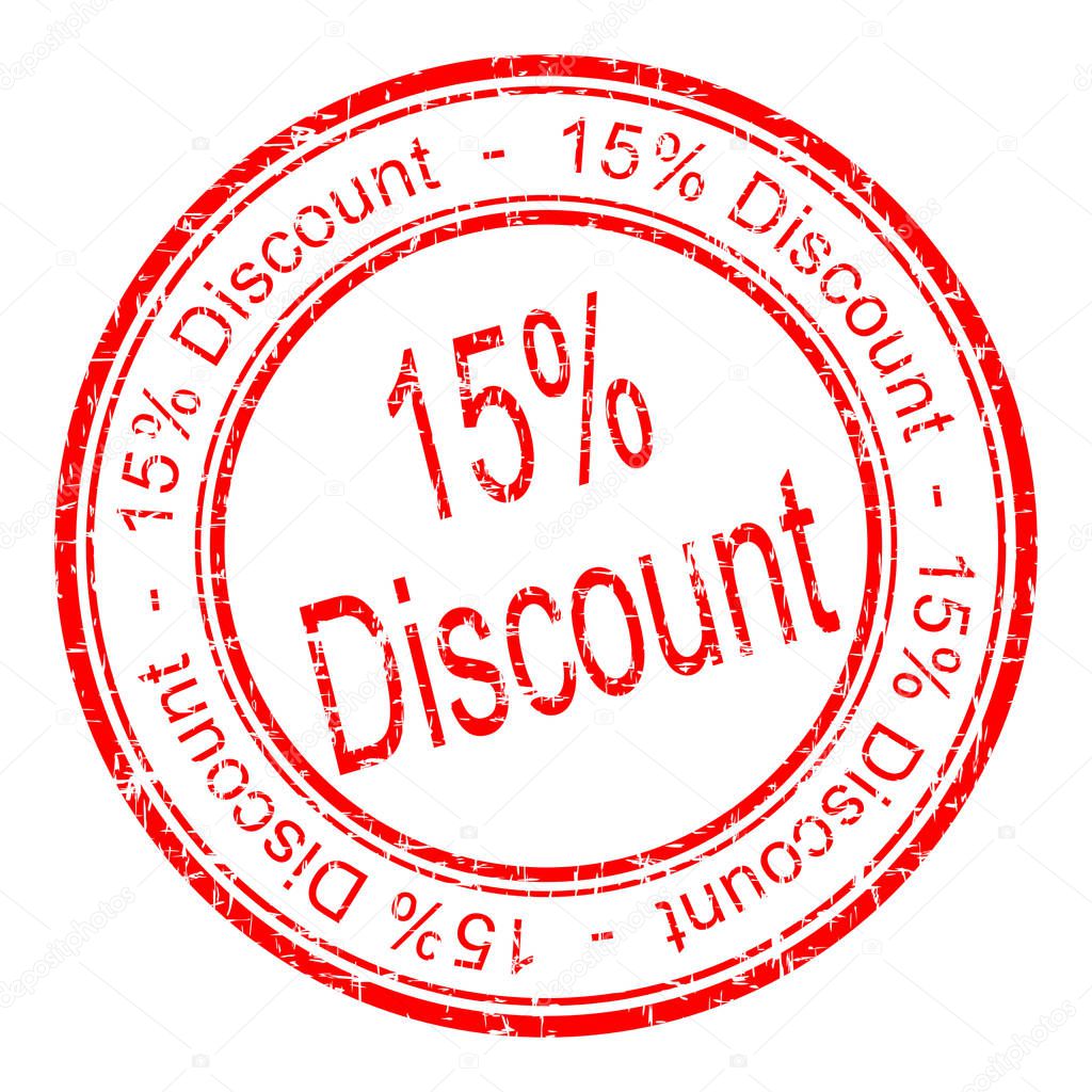 Discount 15% rubber stamp - illustration