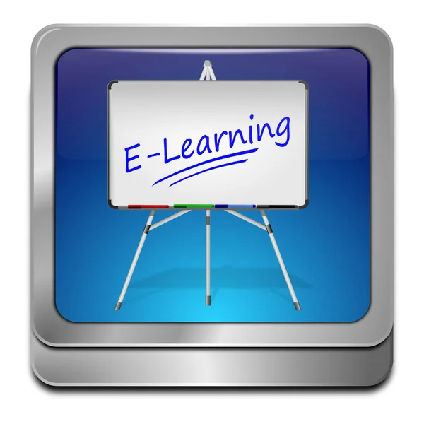 E-Learning Button- Illustrazione 3D — Foto Stock