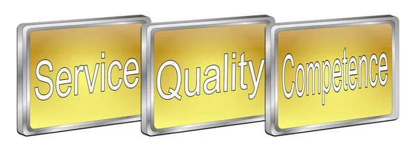 Service Quality Competence Button - 3D illustration — Stock Photo, Image