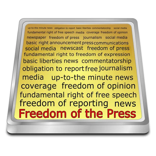 Liberdade de imprensa wordcloud botão - Ilustração 3d — Fotografia de Stock