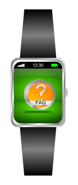 Smartwatch con pulsante FAQ - Illustrazione 3D — Foto Stock