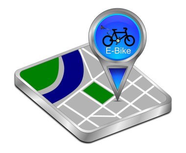 Harita göstergesi E-Bisiklet - 3d çizim ile