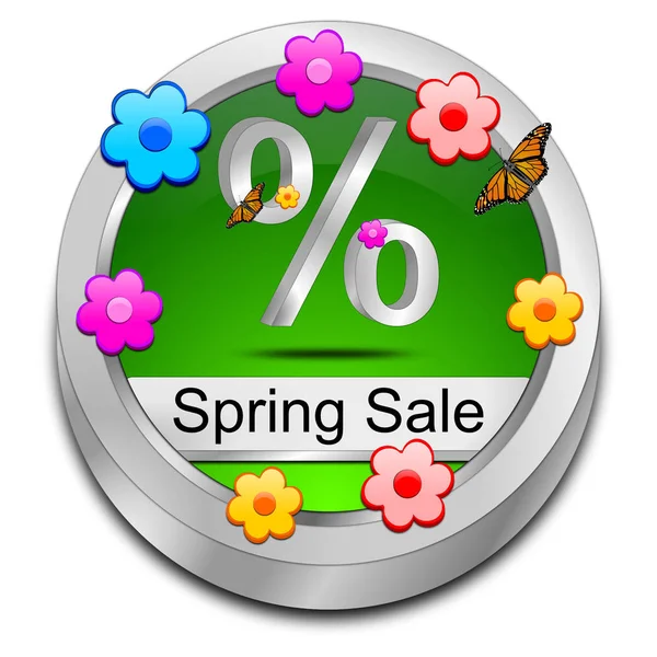 Lente Sale knop - 3d illustratie — Stockfoto