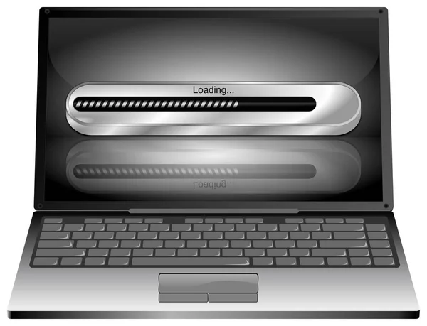 로딩 바-3d 일러스트 노트북 컴퓨터 — 스톡 사진