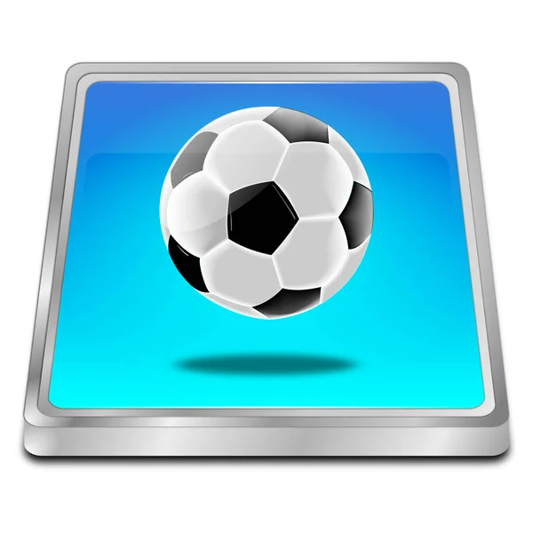 Кнопка с футбольным мячом - 3D иллюстрация — стоковое фото