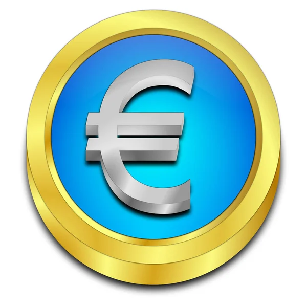 Tlačítko s Euro sign - 3d ilustrace — Stock fotografie