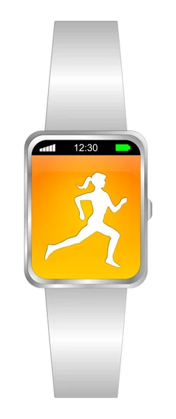 Reloj inteligente con corredor femenino - Ilustración 3D — Foto de Stock