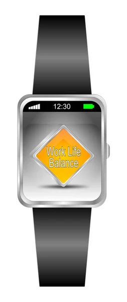 Smartwatch iş ile özel hayat dengesi düğme - 3d çizim ile — Stok fotoğraf