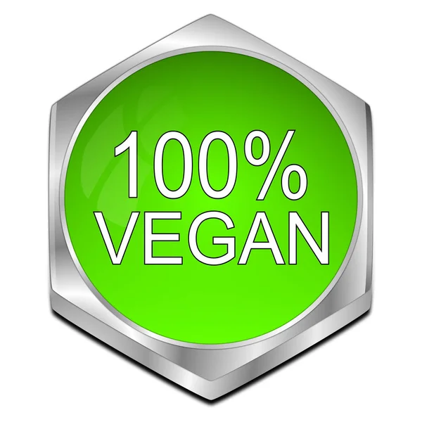 100% Vegan Button - 3D illustration