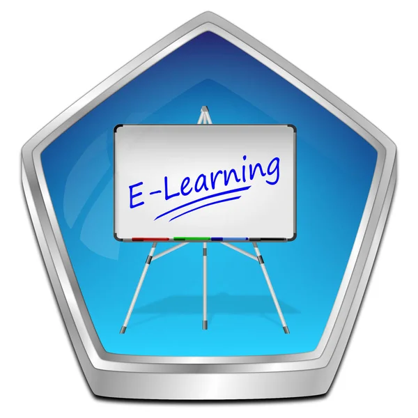 Przycisk E-Learning - ilustracja 3d — Zdjęcie stockowe
