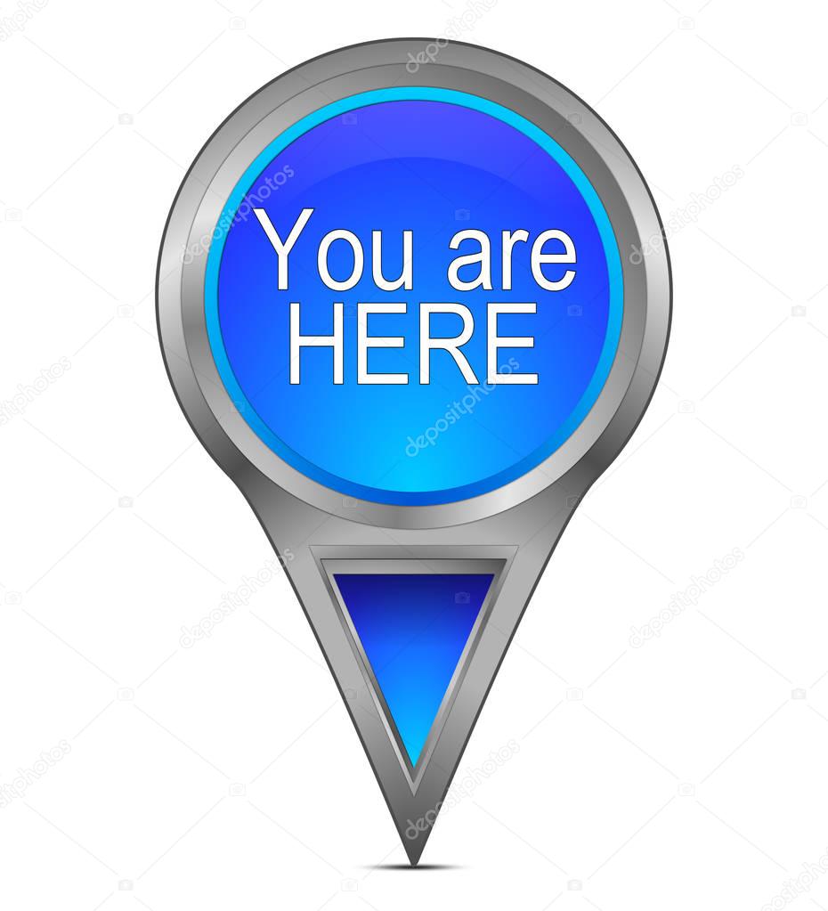 You are Here Map Pointer  3D illustration