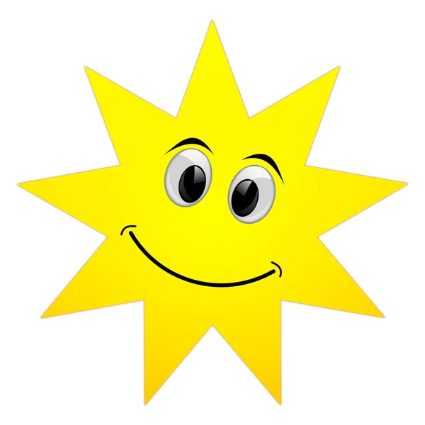 Sol de verano con la cara sonriente - ilustración — Foto de Stock