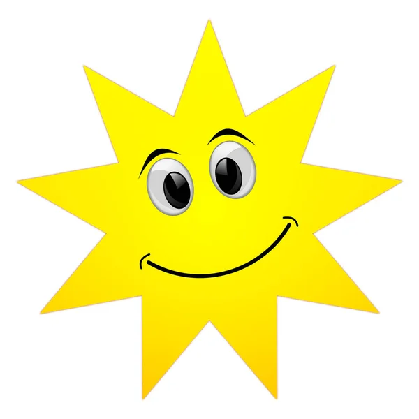 Sol de verão com rosto sorridente - ilustração — Fotografia de Stock