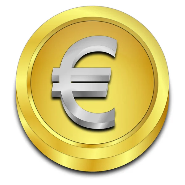 Button with Euro sign - 3D illustration — Stock Photo, Image