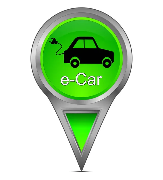 Harita işaretçi e-araba - 3d çizim ile — Stok fotoğraf