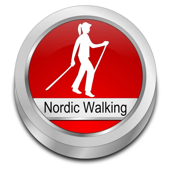 Nordic Walking Button - 3D illustration