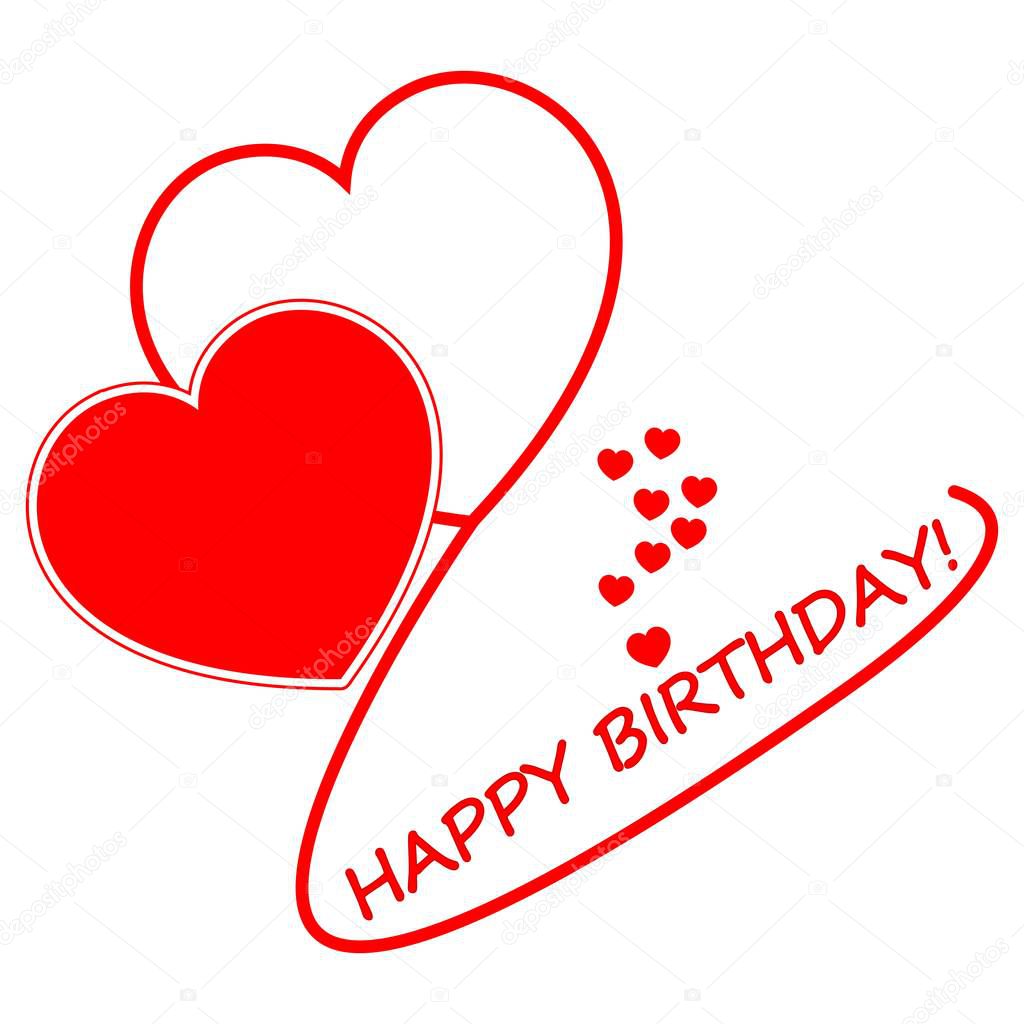 Happy Birthday card with red hearts - illustration — Stock Photo © wwwebmeister #162134684