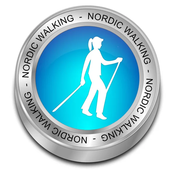 Nordic Walking Button - 3D illustration