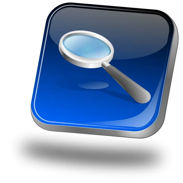 Magnifying glass button - 3D illustration — Stock Photo, Image