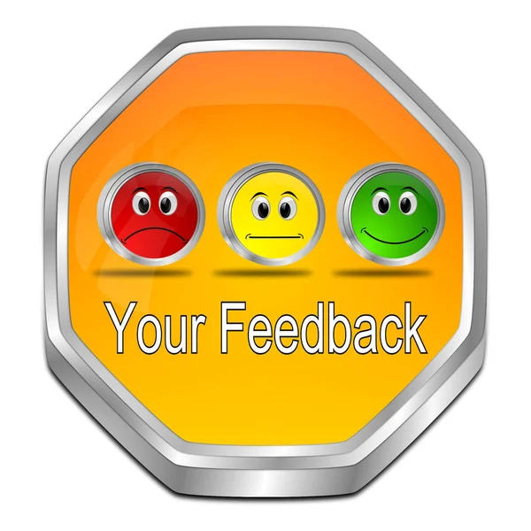 Il tuo pulsante di feedback - Illustrazione 3D — Foto Stock