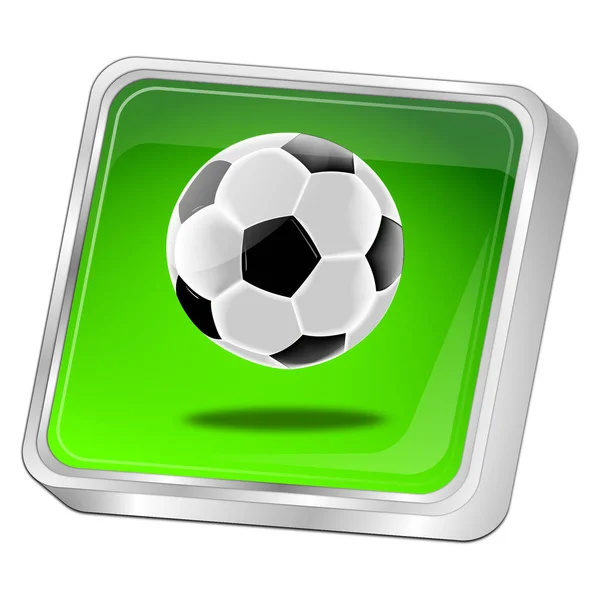 Botón con balón de fútbol - Ilustración 3D — Foto de Stock