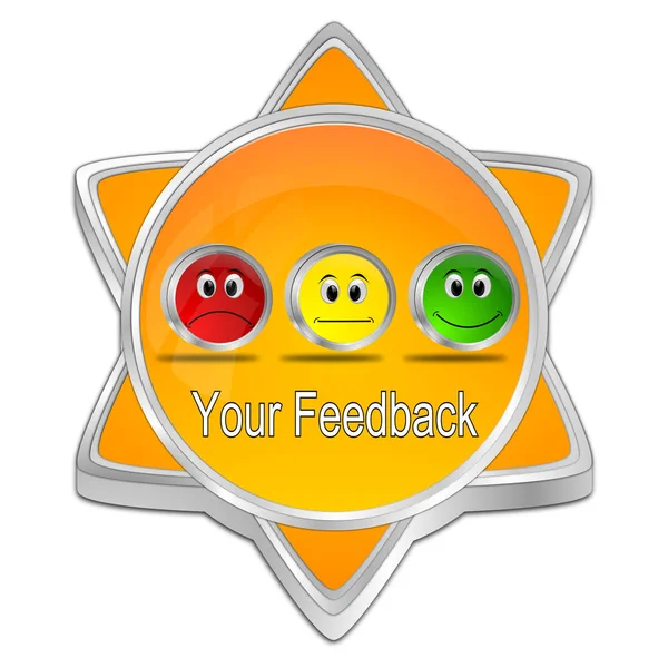 Il tuo pulsante di feedback - Illustrazione 3D — Foto Stock