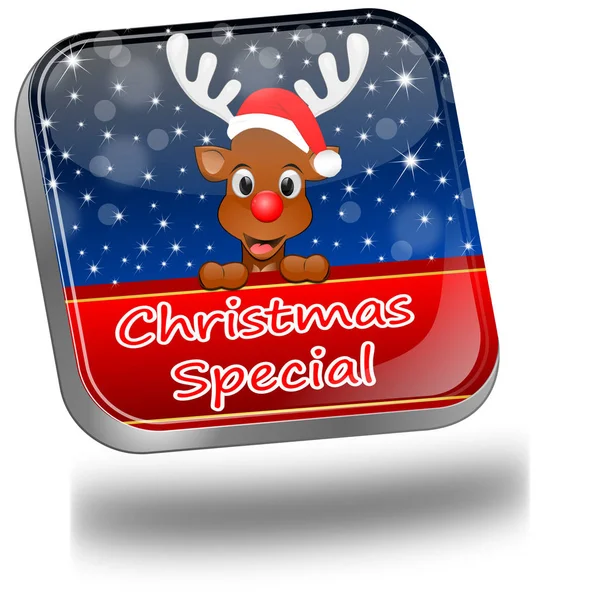Botão especial de Natal - ilustração 3D — Fotografia de Stock