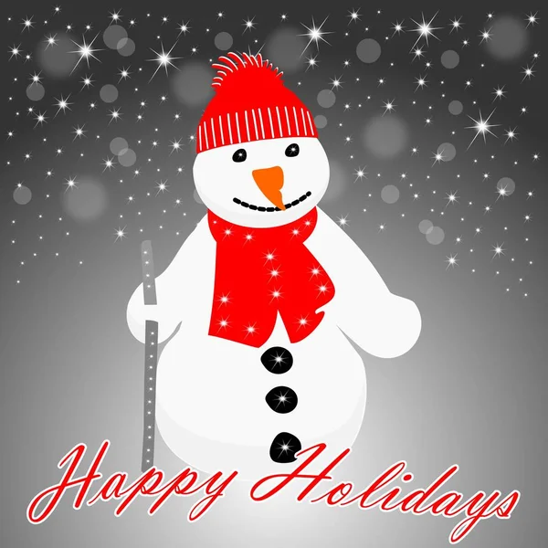 Snowman wishing Happy Holidays  illustration