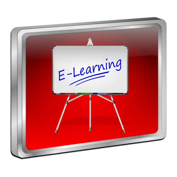 Przycisk E-Learning - ilustracja 3d — Zdjęcie stockowe