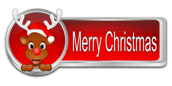 Sobí přejeme veselé Vánoce tlačítko 3d ilustrace — Stock fotografie