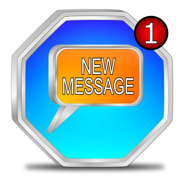 Novo botão de mensagem - ilustração 3D — Fotografia de Stock