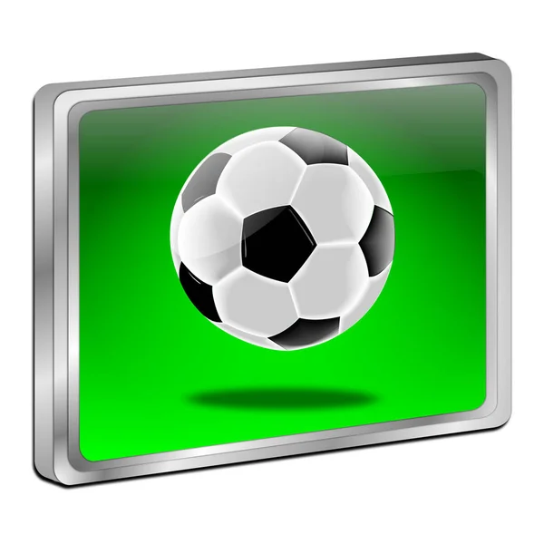 Przycisk z piłką nożną - Ilustracja 3D — Zdjęcie stockowe