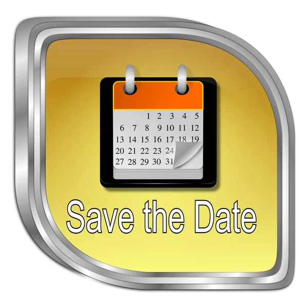 Golden Date Button Illustration — Stock Photo, Image