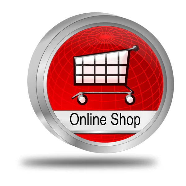Parlak Kırmızı Online Shop Düğme Çizim — Stok fotoğraf
