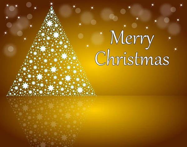 Glanzend Oranje Kerstkaart Merry Christmas Met Kerstboom Illustratie — Stockfoto