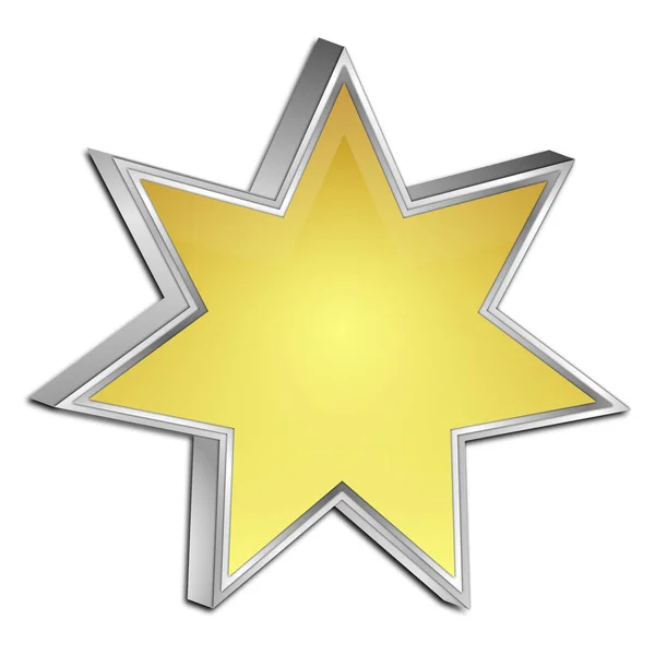 金色の星のボタン 3Dイラスト — ストック写真