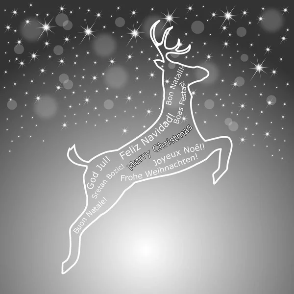 Argento Merry Christmas Wordcloud Una Renna Illustrazione — Foto Stock
