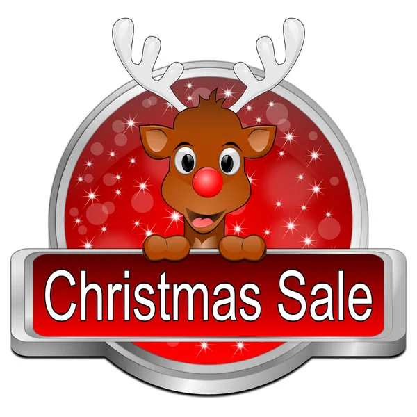 Glossy Red Christmas Sale Button Illustration — Stock Photo, Image