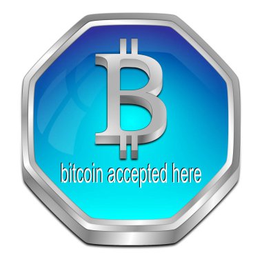 Parlak mavi Bitcoin burada kabul edildi - 3B illüstrasyon