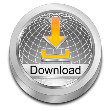 Dekoratif gümüş düğme - 3d illustrationdownload düğme - 3d resim indir