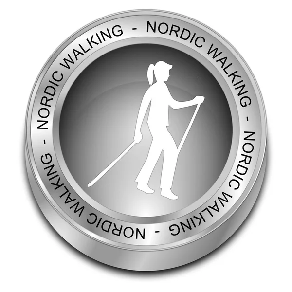 silver Nordic Walking Button - 3D illustration