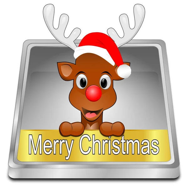 Zilveren Rendieren Wensen Merry Christmas Knop Illustratie — Stockfoto