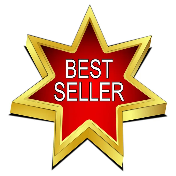 Botón Estrella Bestseller Rojo Ilustración —  Fotos de Stock