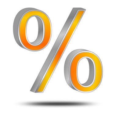 Turuncu indirim sembolü - 3d çizim