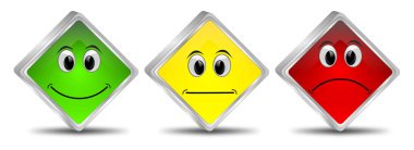 Üç renkli oylama düğmeleri - 3d çizim