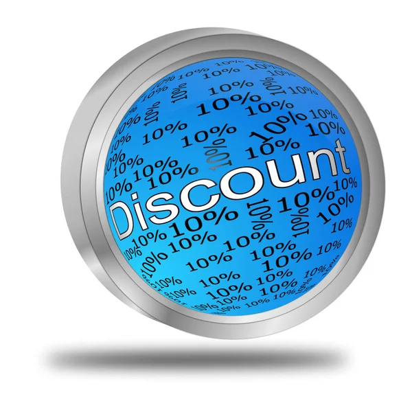 Glossy Blue Discount Button Illustration — Stock Photo, Image