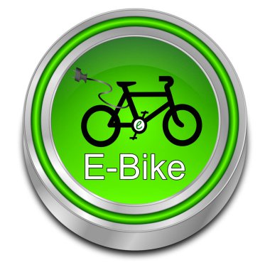 Yeşil e-bisiklet düğme - 3d çizim